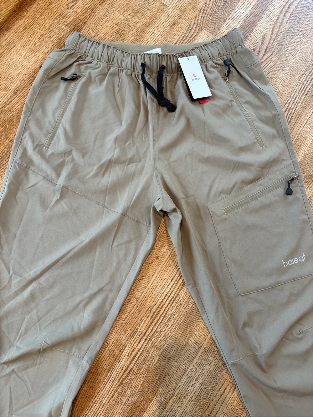 Baleaf Men's Tan Outdoor Hybrid Shorts with Zip Pockets